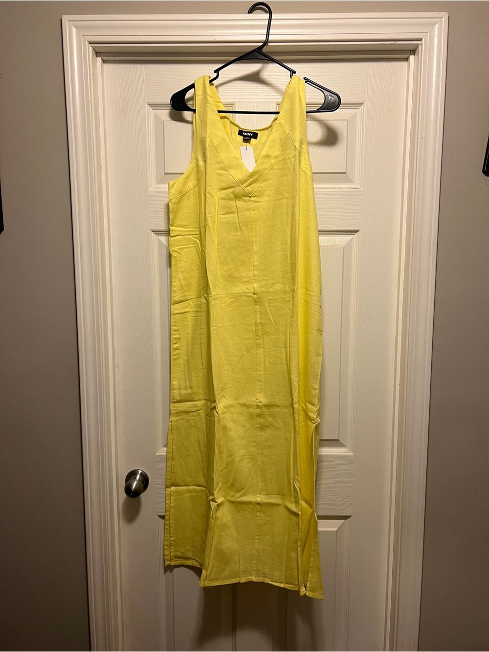 DKNY Sunny Yellow V-Neck Sleeveless Maxi Dress